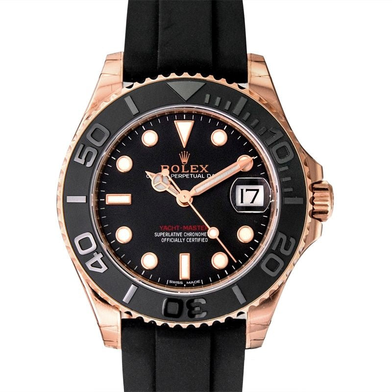 Yacht Master 37 mm schwarzes Zifferblatt in Everose-Gold 268655-0002