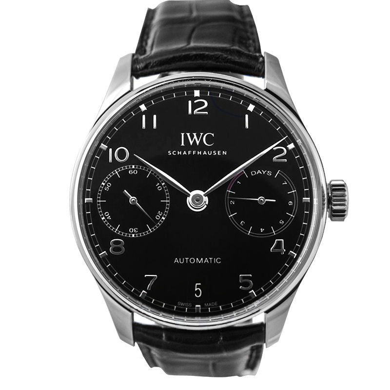 Portugieser 42,3 mm schwarzes Zifferblatt aus Edelstahl IW5007-03