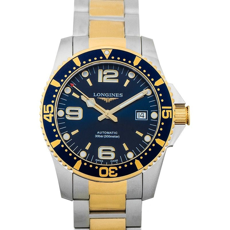 HydroConquest 41 mm blaues Zifferblatt aus Edelstahl, gelbe PVD-Beschichtung L37423967
