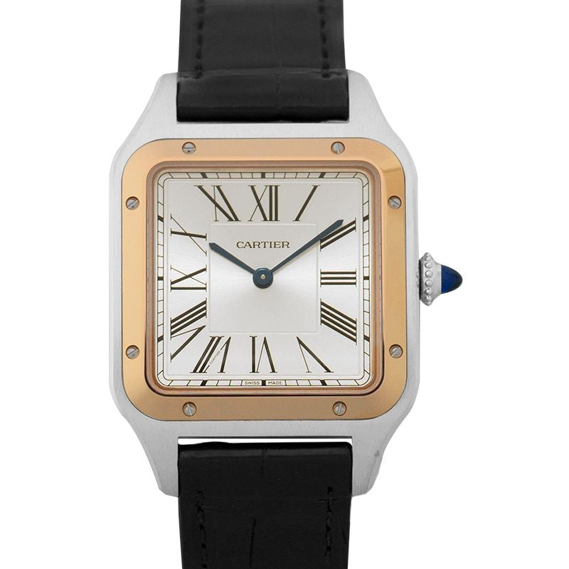 Santos de Cartier 31,4 mm silbernes Zifferblatt aus Edelstahl W2SA0011