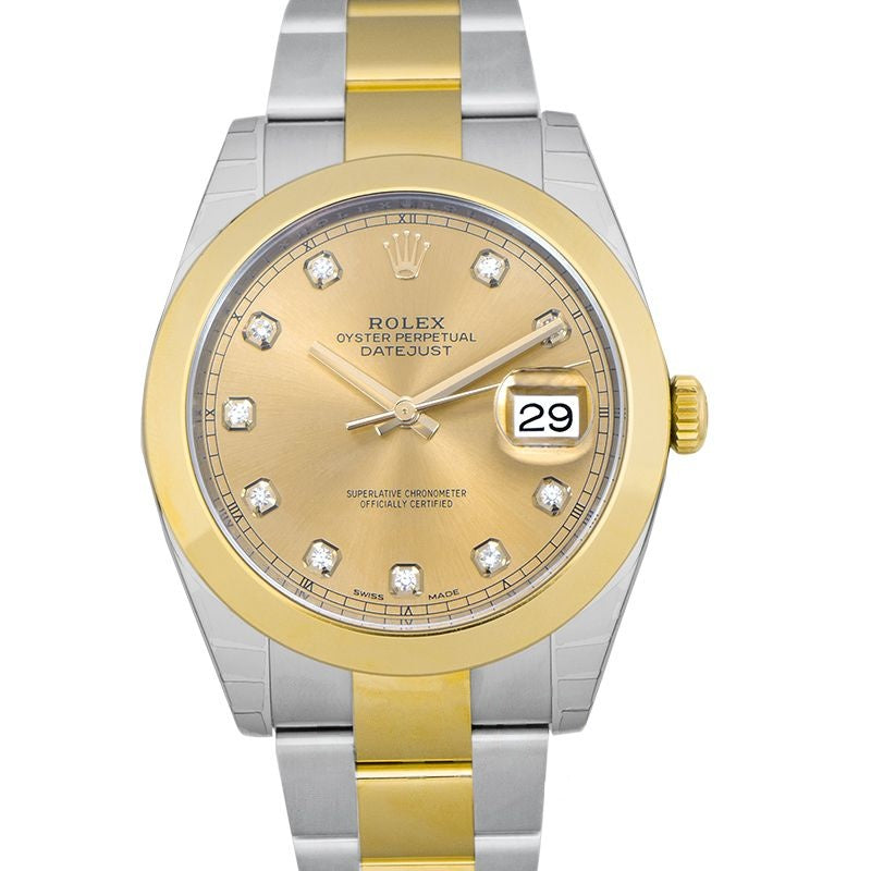Datejust 41 mm Champagner-Zifferblatt aus Edelstahl, Gelbgold 126303-0011