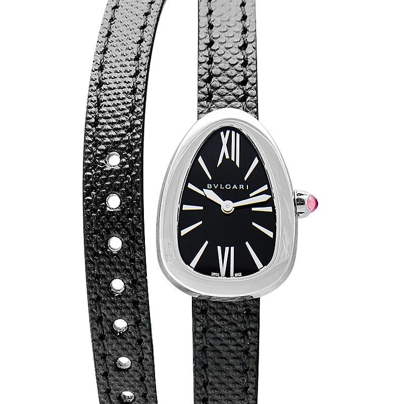 Serpenti 27 mm schwarzes Zifferblatt aus Edelstahl, Diamant 102782