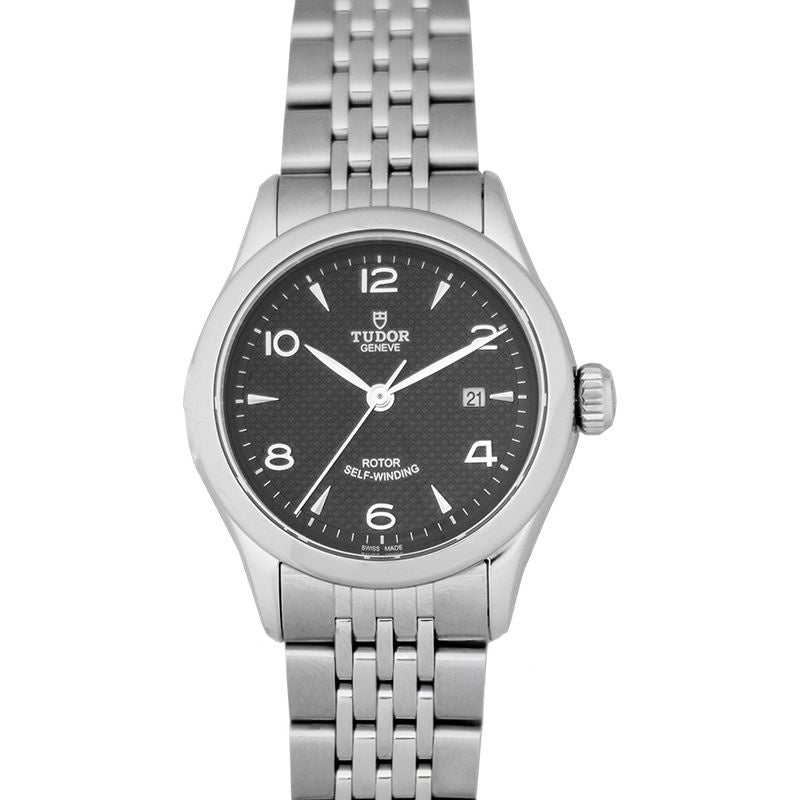Tudor 1926 28 mm schwarzes Zifferblatt aus Edelstahl 91350-0002