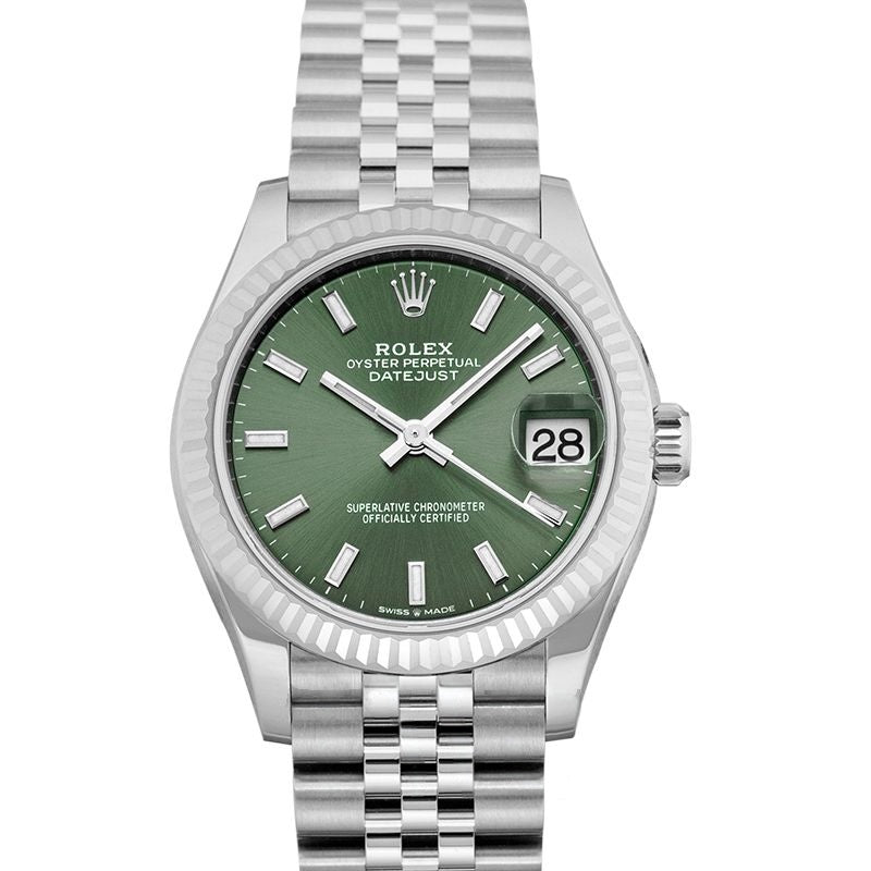 Oyster Perpetual 31 mm grünes Zifferblatt aus Edelstahl, Weißgold 278274-0018