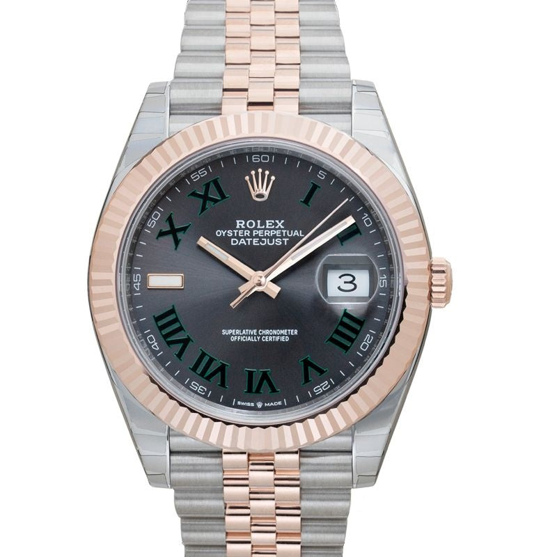 Datejust 41 mm, schiefergraues Zifferblatt aus Edelstahl, Everose-Gold 126331