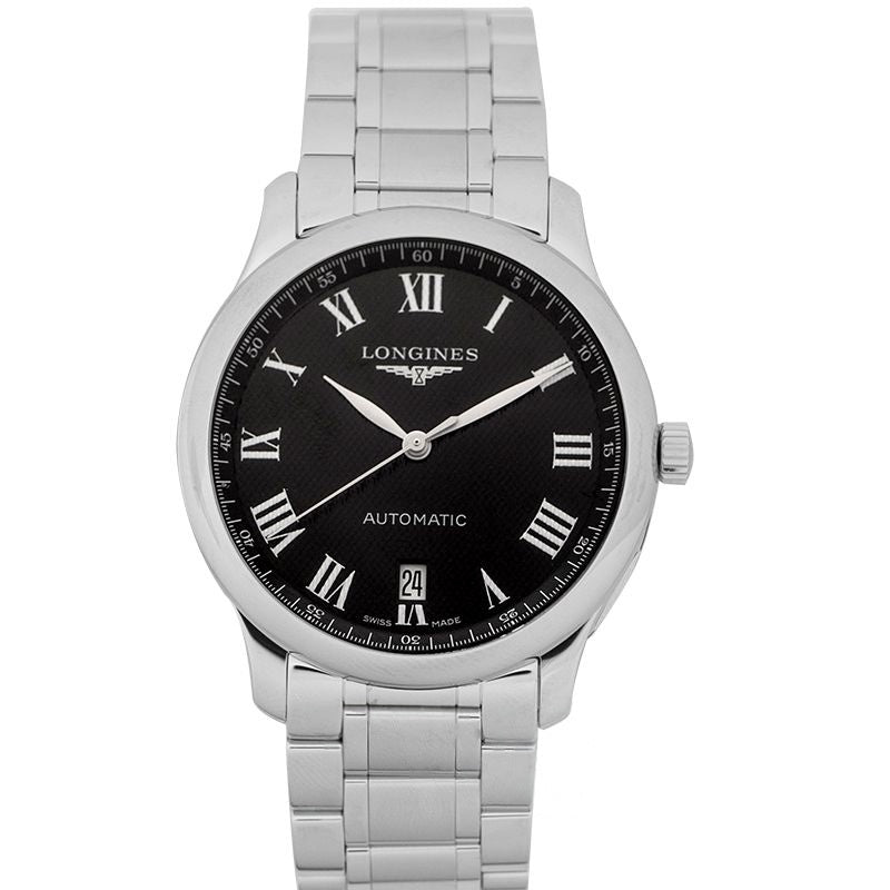 Die Longines Master Collection 38,5 mm schwarzes Zifferblatt aus Edelstahl L26284516