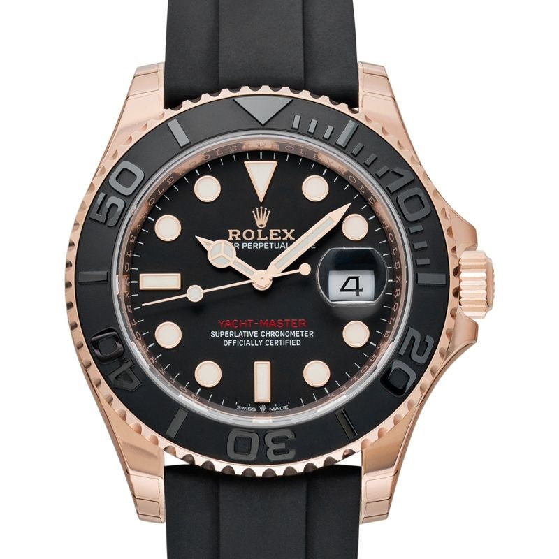 Yacht Master 40 mm schwarzes Zifferblatt in Everose-Gold 126655