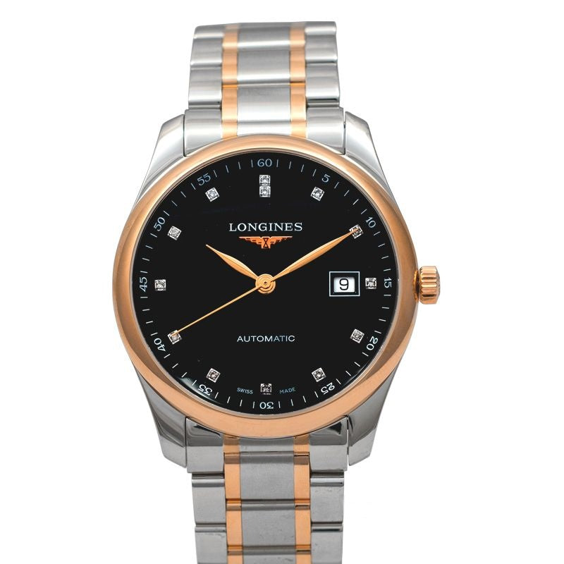 Die Longines Master Collection – 40,00 mm, schwarz lackiertes, poliertes Zifferblatt aus Edelstahl, Kappe aus 18 Karat Roségold 200 L27935577