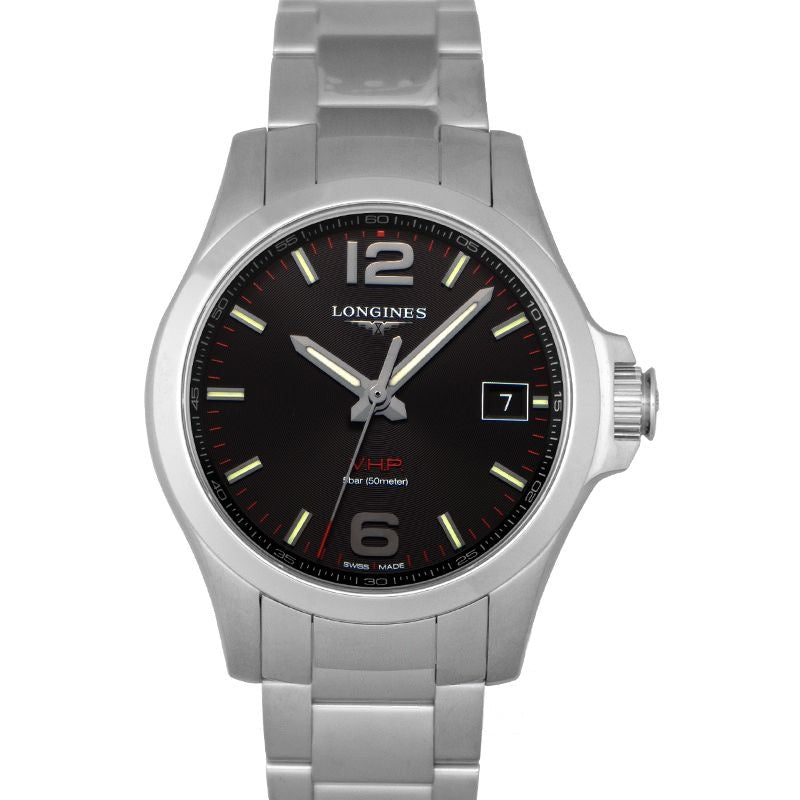Longines Conquest 41 mm schwarzes Zifferblatt aus Edelstahl L37164566