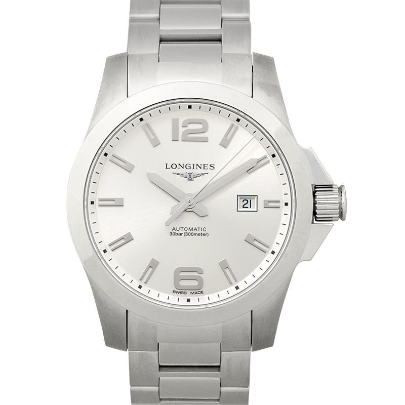 Longines Conquest 43 mm silbernes Zifferblatt aus Edelstahl L37784766