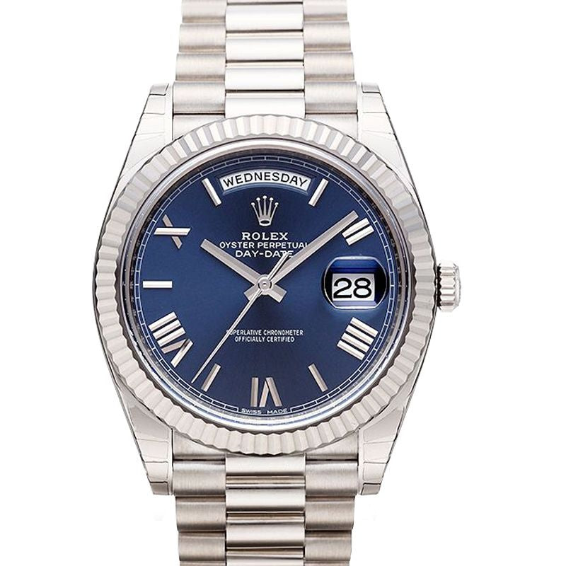 Day Date 40 mm blaues Zifferblatt in 18 Karat Weißgold 228239-0007