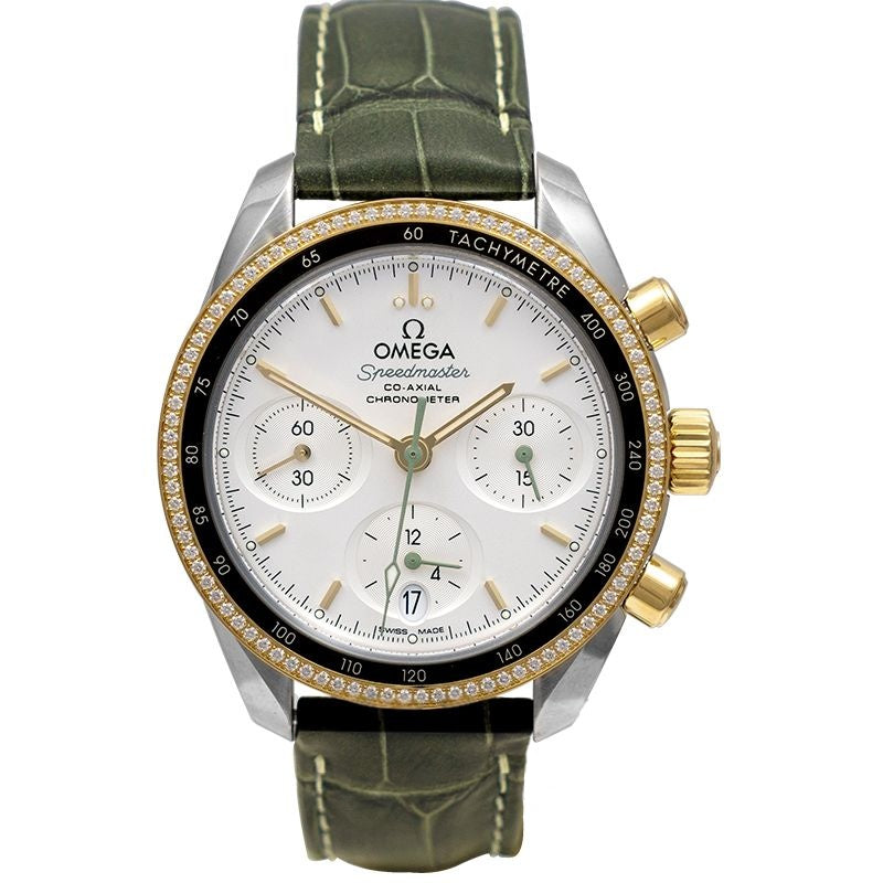 Speedmaster 38 mm, silbernes Zifferblatt in Gelbgold 324.28.38.50.02.001