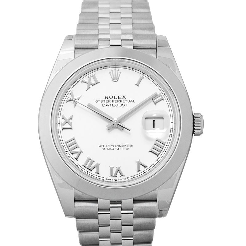Datejust 41 mm weißes Zifferblatt aus Edelstahl 126300-0016