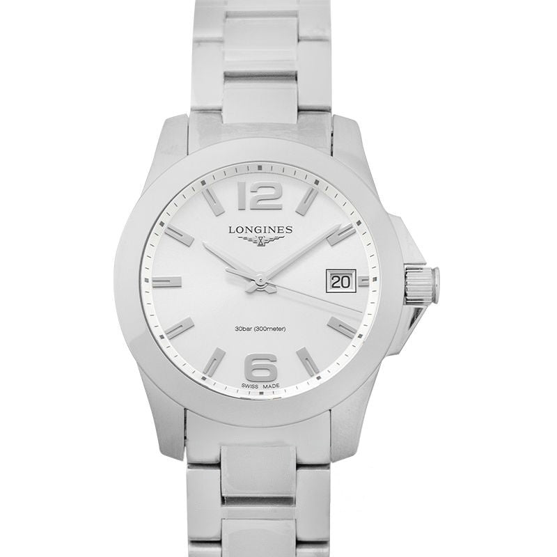Longines Conquest 34 mm silbernes Zifferblatt aus Edelstahl L33774766
