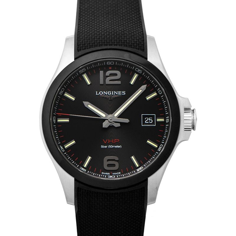 Longines Conquest 43 mm schwarzes Zifferblatt aus Edelstahl L37294569
