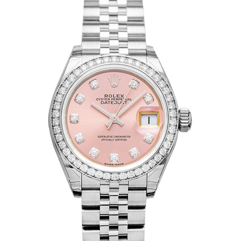 Lady Datejust 28 mm rosa Zifferblatt in Edelstahl, Weißgold 279384RBR-0003