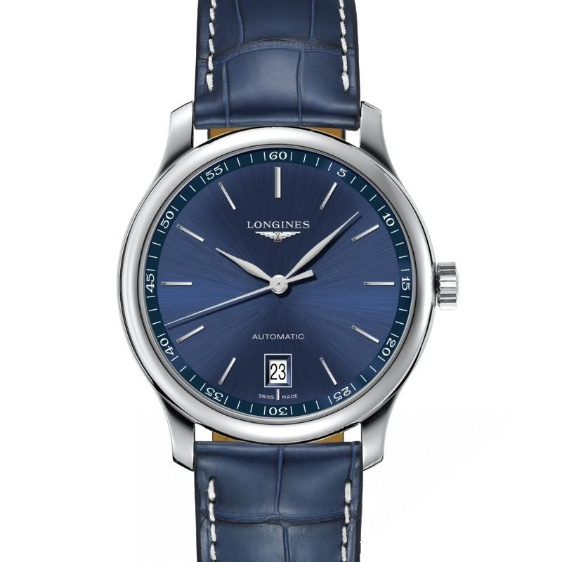 Die Longines Master Collection 38,5 mm blaues Zifferblatt aus Edelstahl L26284920
