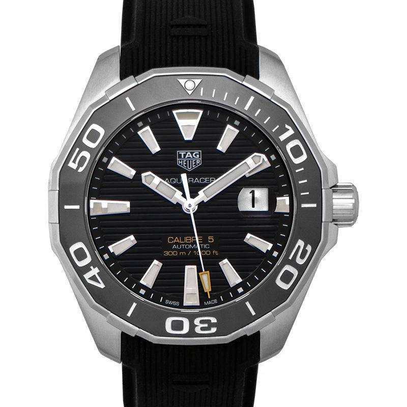 Aquaracer 43 mm, schwarzes Zifferblatt aus Edelstahl, WAY201A.FT6142