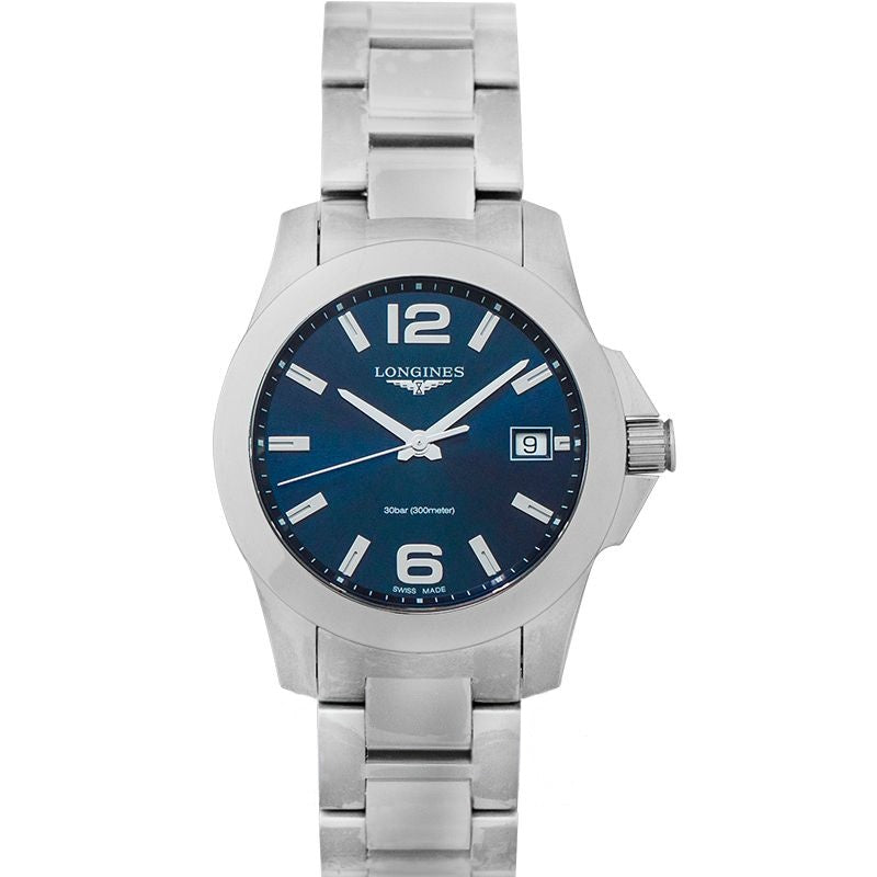 Longines Conquest – 34,00 mm, blaues Zifferblatt mit Sonnenschliff, Edelstahl L33774966