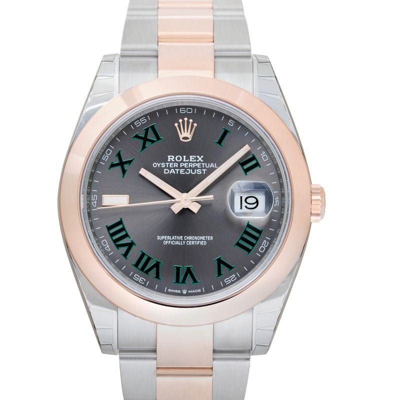 Datejust 41 mm Schieferzifferblatt aus Edelstahl, Everose-Gold 126301-0015