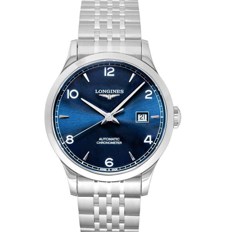 Record 40 mm blaues Zifferblatt aus Edelstahl L28214966