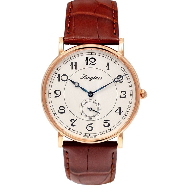 Longines Heritage 38,5 mm silbernes Zifferblatt in Gold L47858732