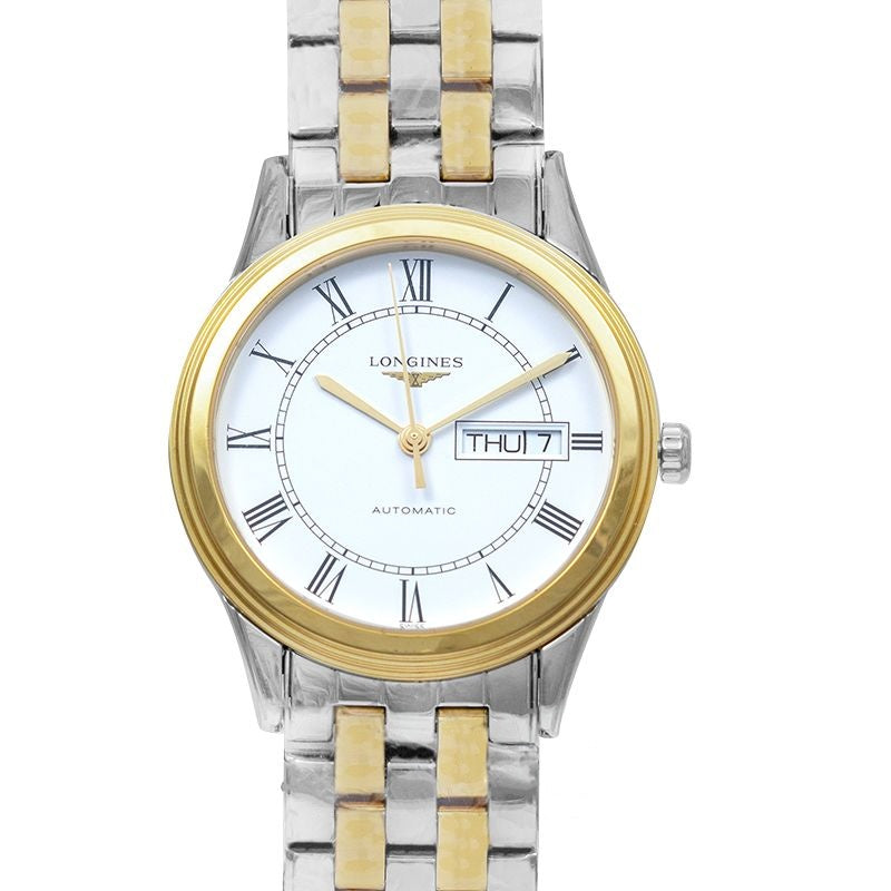 Flagship – 38,50 mm weißes mattes Zifferblatt aus Edelstahl, gelbe PVD-Beschichtung L48993217