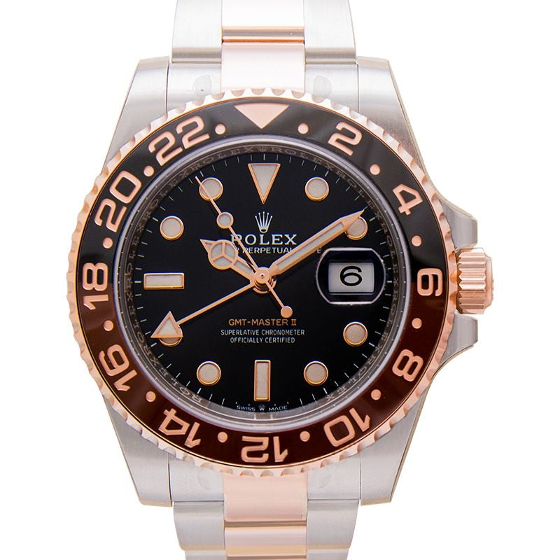 GMT Master II 40 mm schwarzes Zifferblatt aus Edelstahl, Everose-Gold 126711CHNR-0002