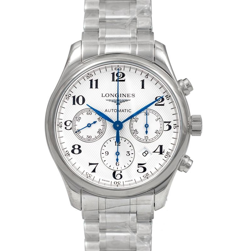 Die Longines Master Collection 42 mm silbernes Zifferblatt aus Edelstahl L27594786