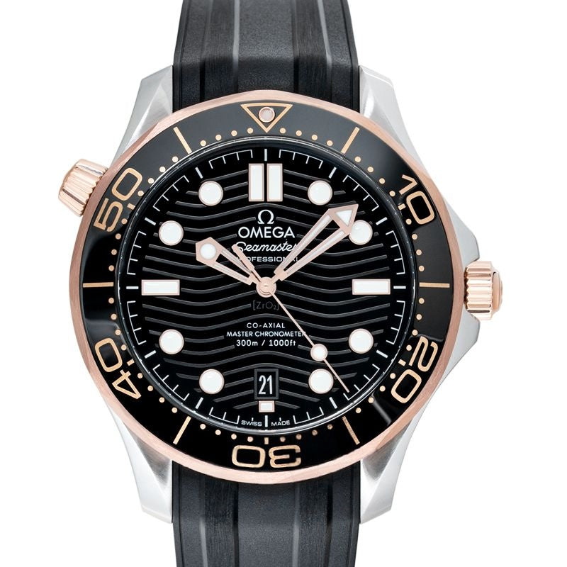 Seamaster 42 mm, schwarzes Zifferblatt aus Edelstahl, Sedna-Gold 210.22.42.20.01.002