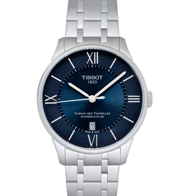 T-Classic 42 mm blaues Zifferblatt aus Edelstahl T099.407.11.048.00