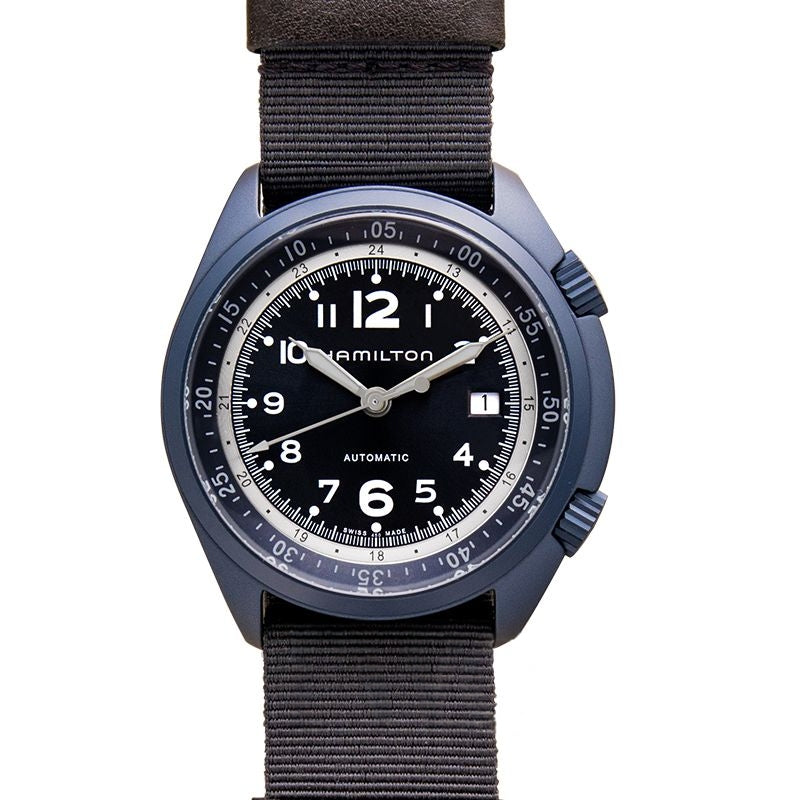 Khaki Aviation 41 mm blaues Zifferblatt aus Aluminium H80495845
