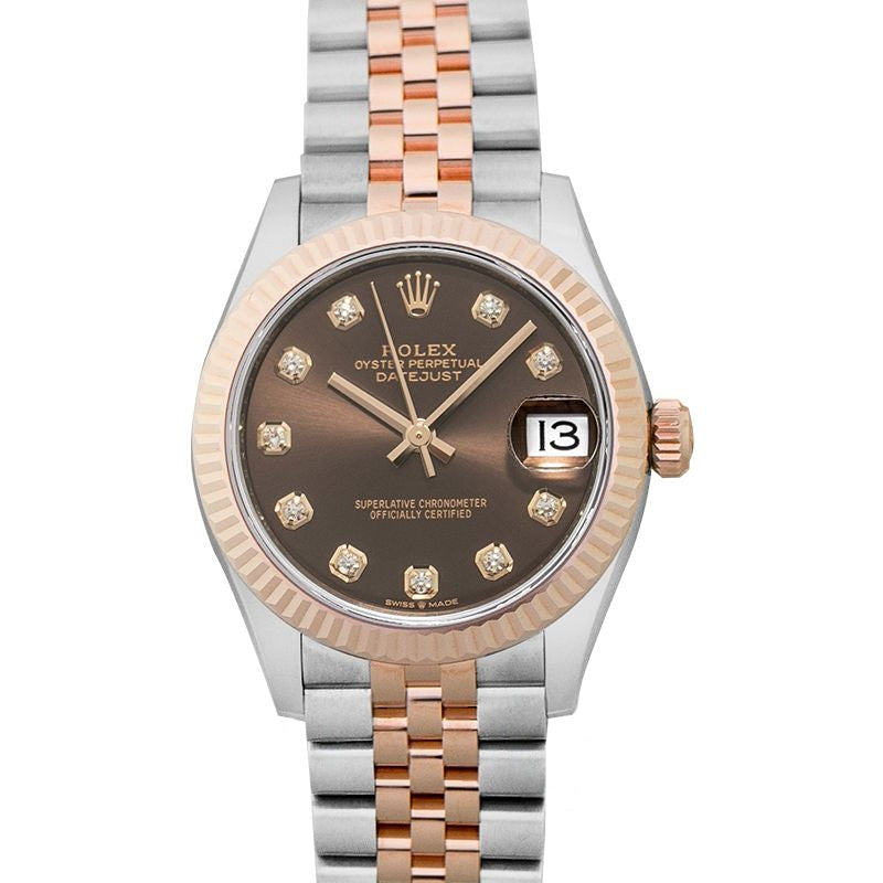 Datejust 31 mm, braunes Zifferblatt aus Edelstahl, Everose-Gold 278271-0028