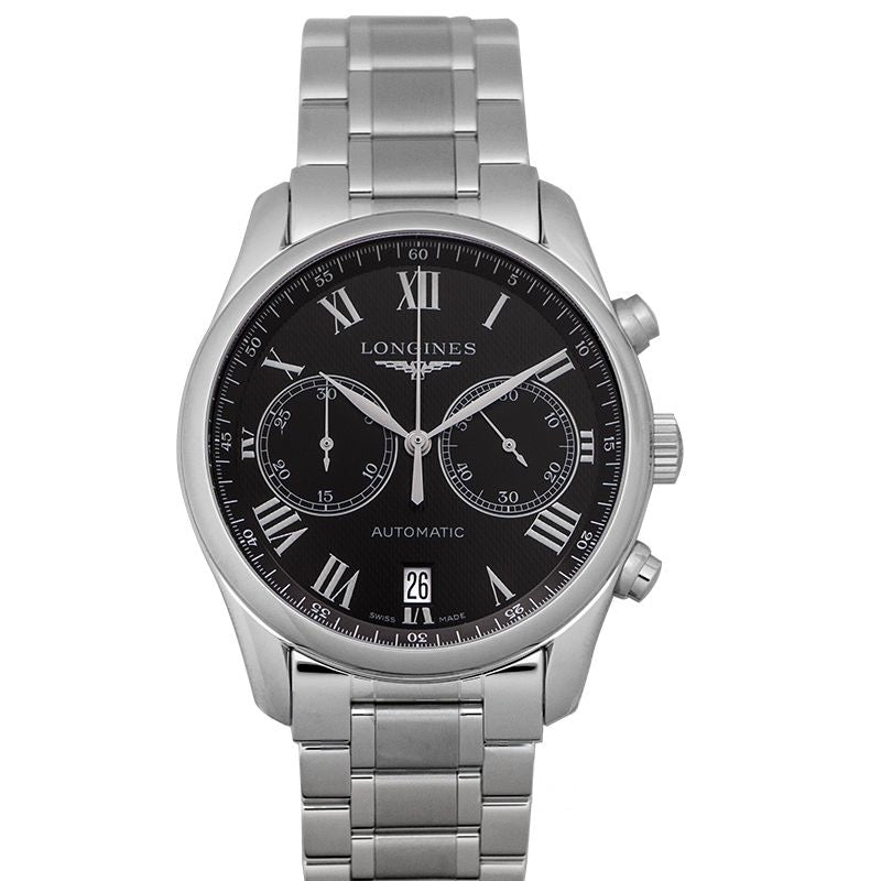Die Longines Master Collection 40 mm schwarzes Zifferblatt aus Edelstahl L26294516