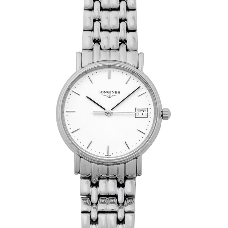 Présence 30 mm, weißes, mattes Zifferblatt aus Edelstahl L43204126
