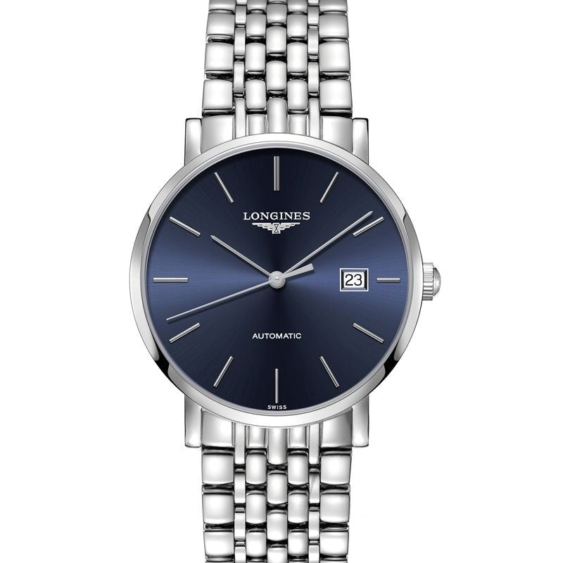 Die Longines Elegant Collection 39 mm blaues Zifferblatt aus Edelstahl L49104926