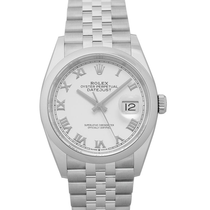 Datejust 36 mm weißes Zifferblatt aus Edelstahl 126200-0007