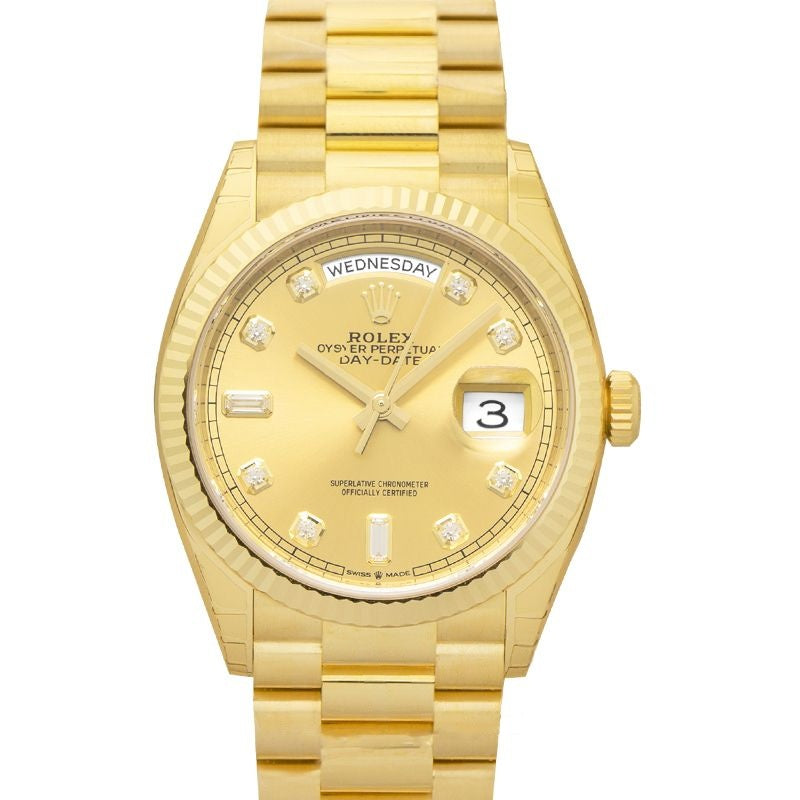 Datejust 36 mm Champagner-Zifferblatt in 18 Karat Gelbgold 128238-0008
