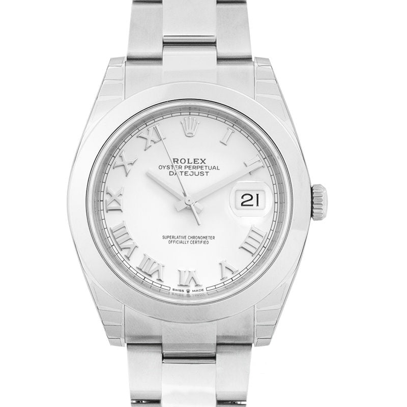 Datejust 41 mm weißes Zifferblatt aus Edelstahl 126300-0015