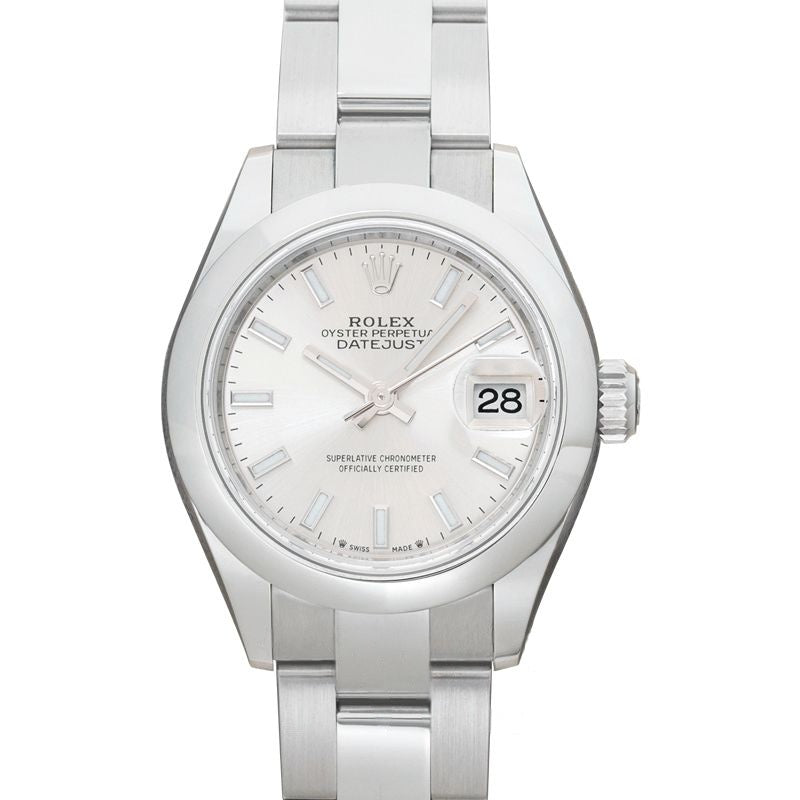 Lady Datejust 28 mm silbernes Zifferblatt aus Edelstahl 279160-0006