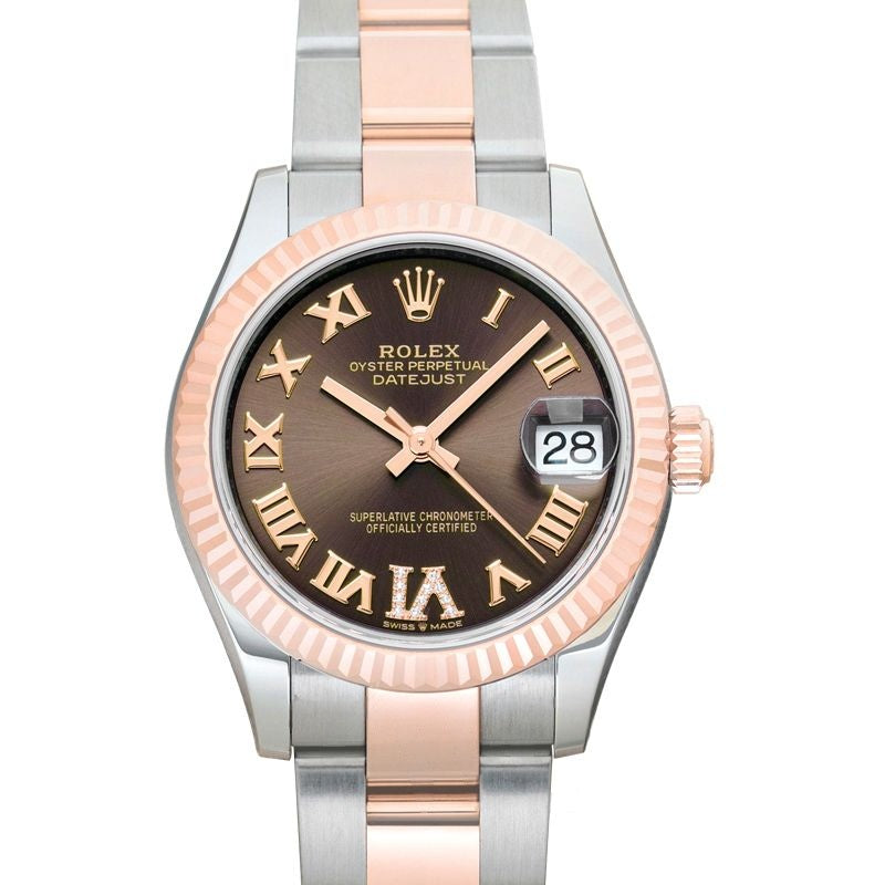 Datejust 31 mm Schokoladenzifferblatt aus Edelstahl, Everose-Gold 278271-0003