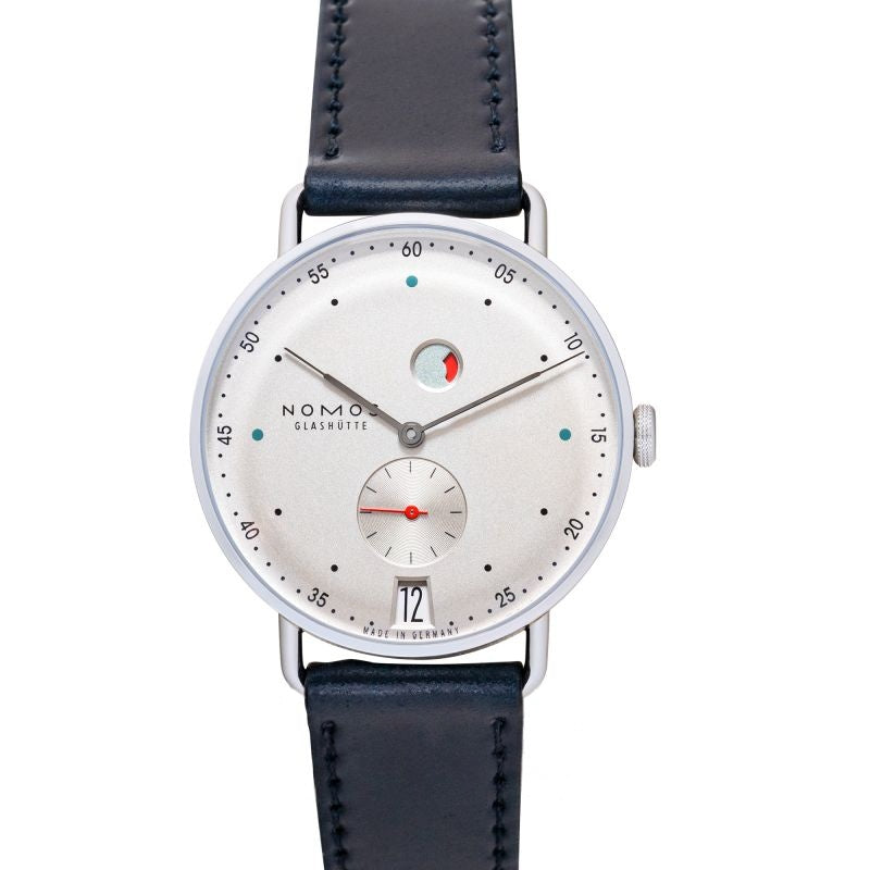 Metro 37 mm, weiß versilbertes Zifferblatt aus Edelstahl 1101