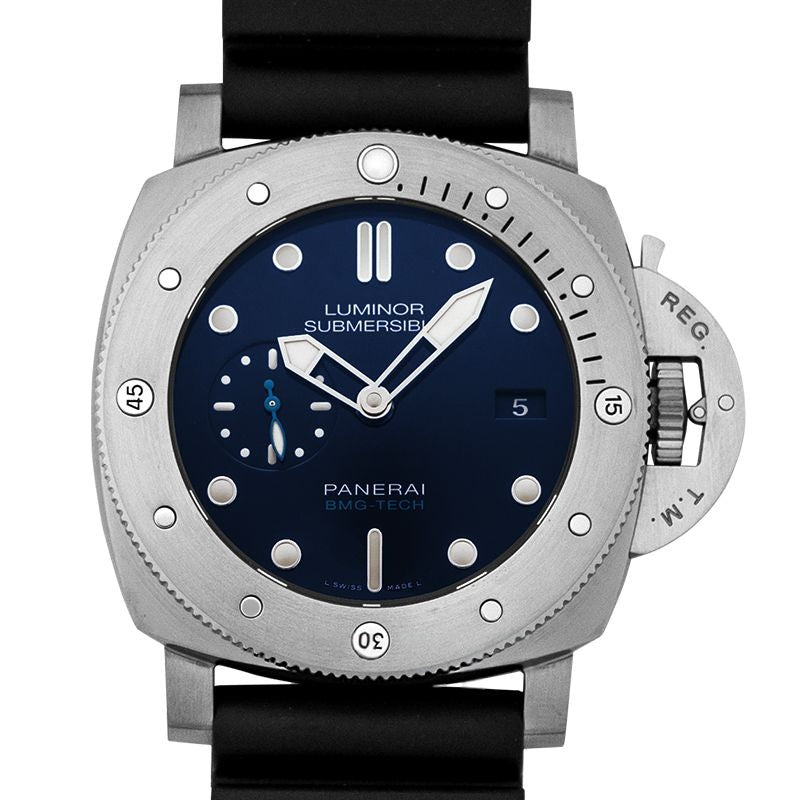 Tauchfähiges 47-mm-Uhrwerk mit blauem Zifferblatt in BMG-Tech PAM00692