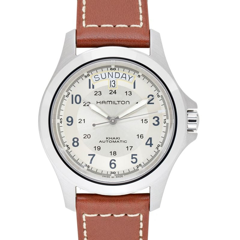 Khaki Field 40 mm beiges Zifferblatt aus Edelstahl H64455523