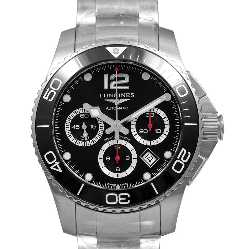 HydroConquest 43 mm schwarzes Zifferblatt aus Edelstahl L38834566