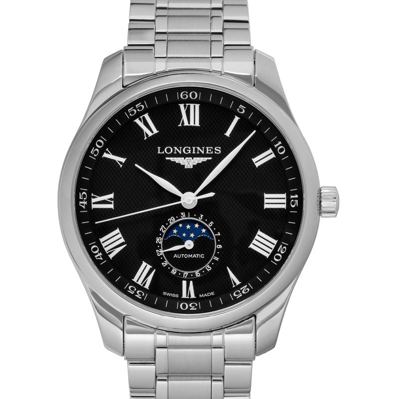 Die Longines Master Collection – 42,00 mm schwarzes „Gerstenkorn“-Zifferblatt aus Edelstahl L29194516