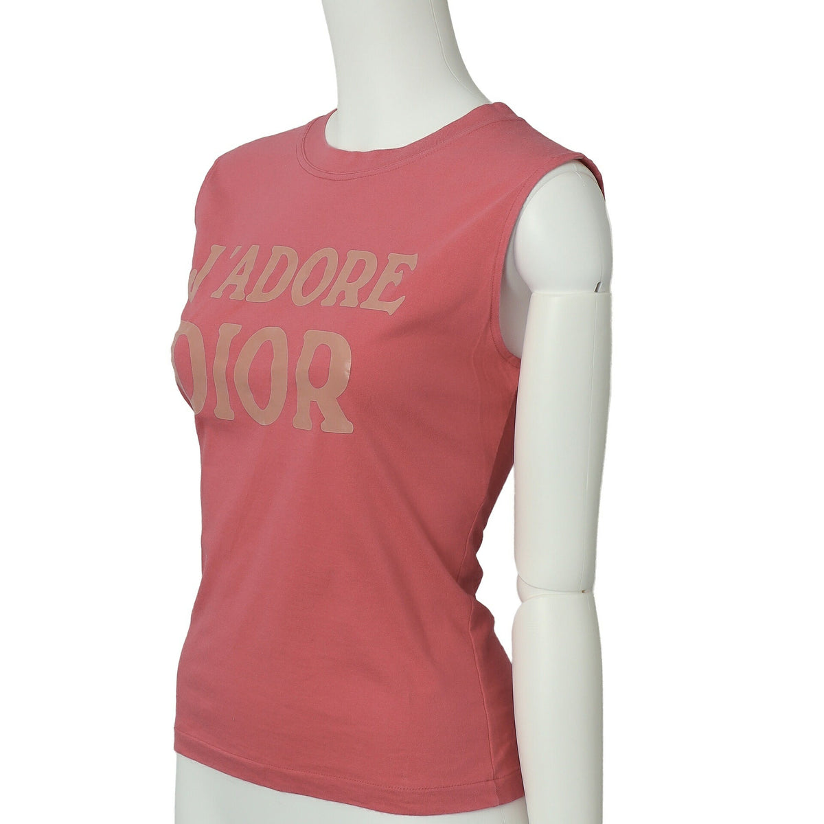 Pre-Owned T-Shirt Ärmellos Cut-and-Sew Baumwolle Pink Goldfarbene Metallteile Pre-Owned