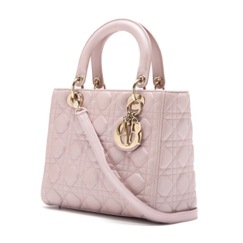Gebrauchte Lady Cannage 2WAY Hand Lammleder Pink Gold-Tone Hardware Gebrauchte