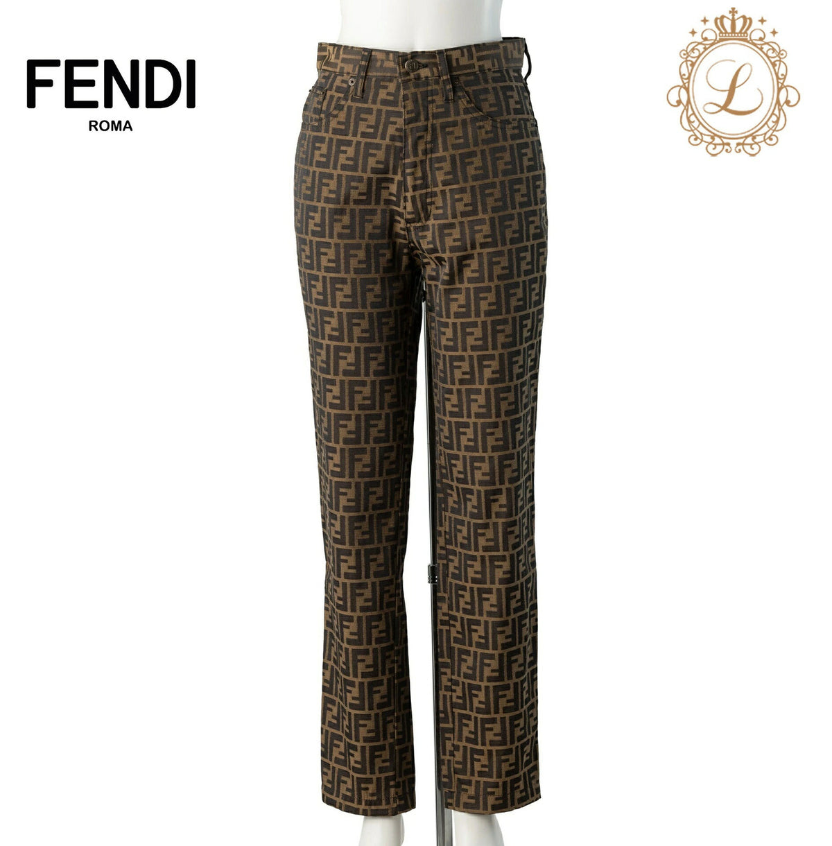 Gebrauchte Hose, Zucca-Muster, Polyester-Baumwolle, Braun, Gebraucht