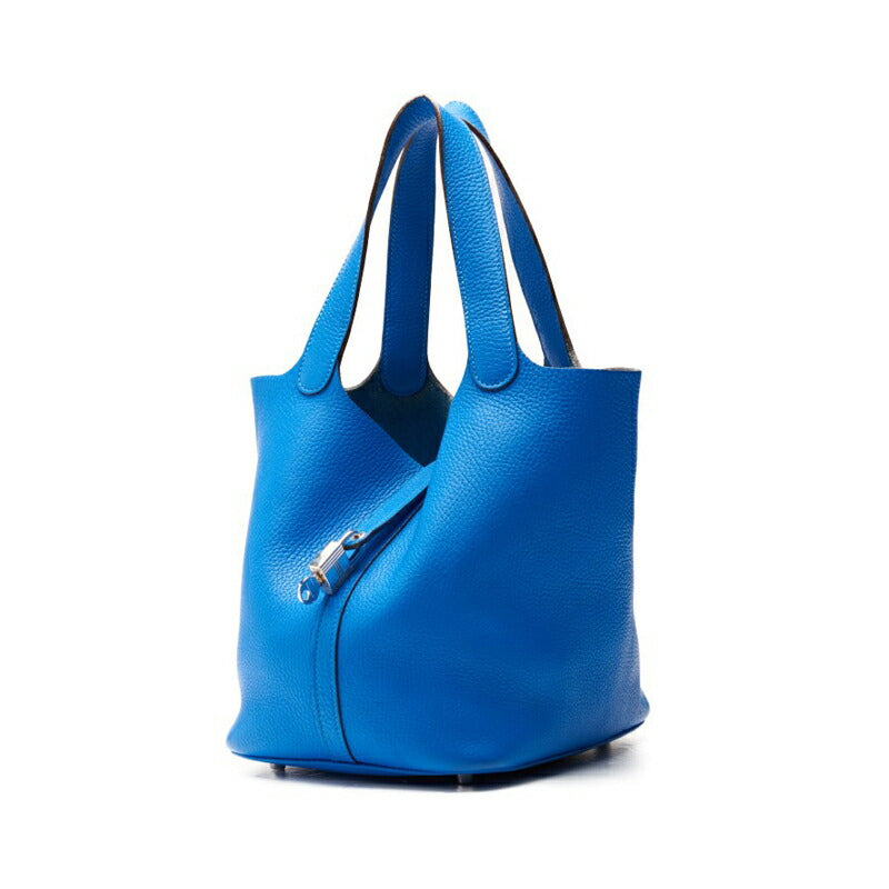 Gebrauchte Picotin Rock MM Handtasche, Tryon Clemence, Blue Indra, silberfarbene Hardware, gebraucht